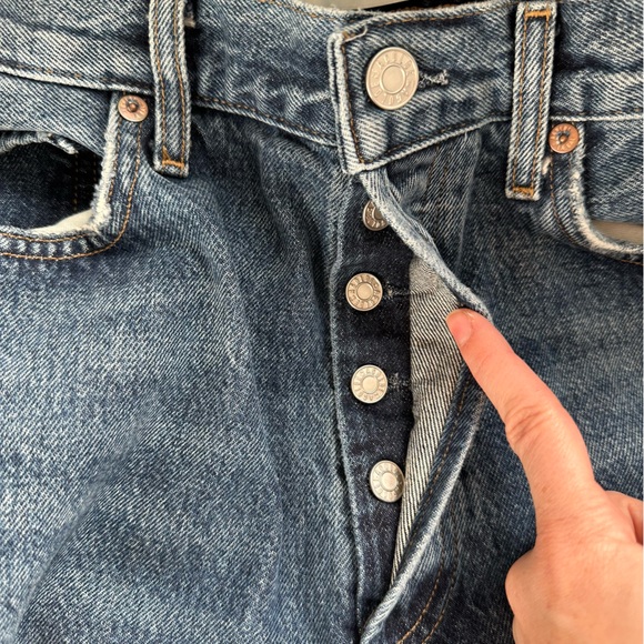 Agolde 90s Pinch Waist Jeans Range Women’s Size 27 Dark Denim Raw Hem Straight - Picture 16 of 16